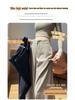 Women's Gray Wide-Leg High-Waisted Trousers - Korean Western Style, Loose Drape, Floor-Length for Spring & Autumn