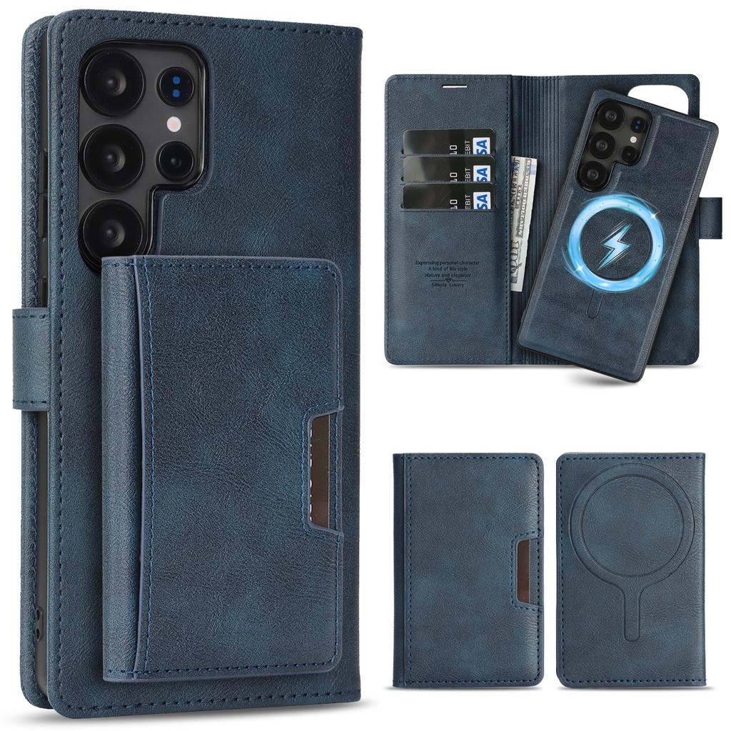 3-in-1 Leather Wallet Detachable Magnetic Flip Phone Case For Samsung Galaxy S25 S24 S23 S22 Ultra S25 S24 Plus Card Slots Cover