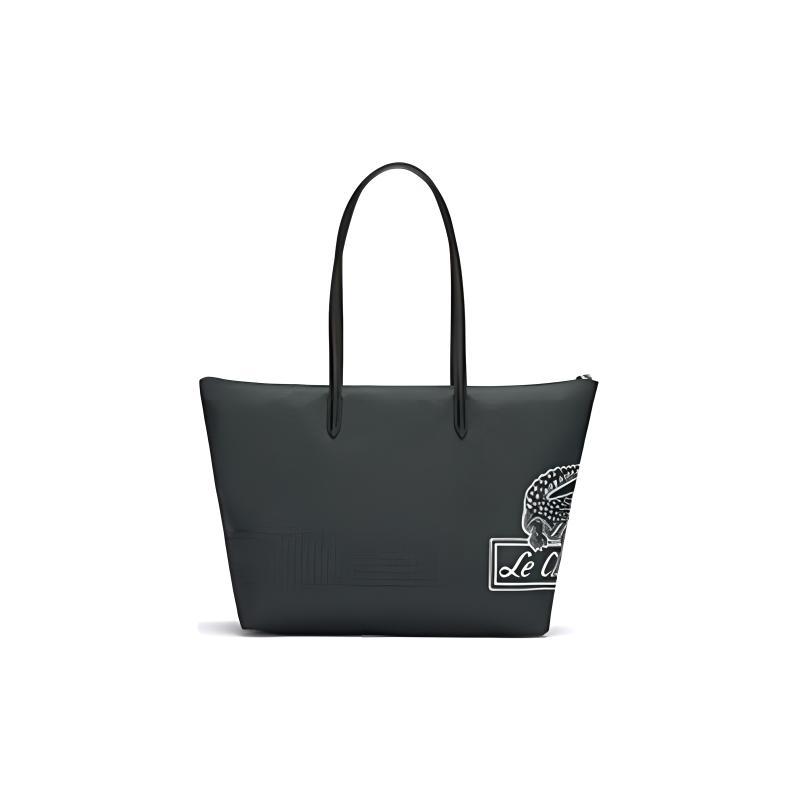 LACOSTE PVC Tote Bag, Shopping Bag, Shoulder Bag, Handbag Large Women's Dark Green NF4243SJ-K49