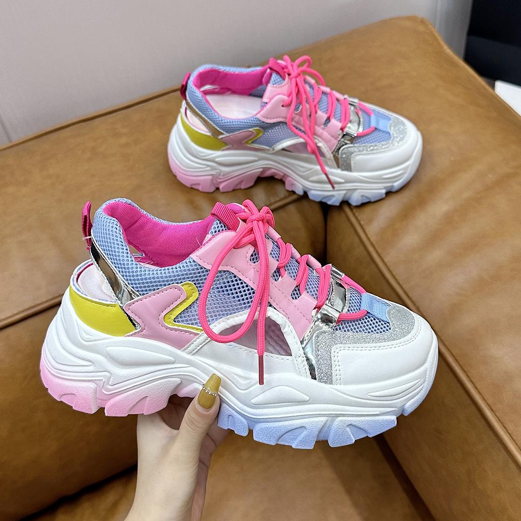 Women's Summer 2025 New Breathable Running and Sports Shoes Versatile Thick Sole Casual Tennis Shoes