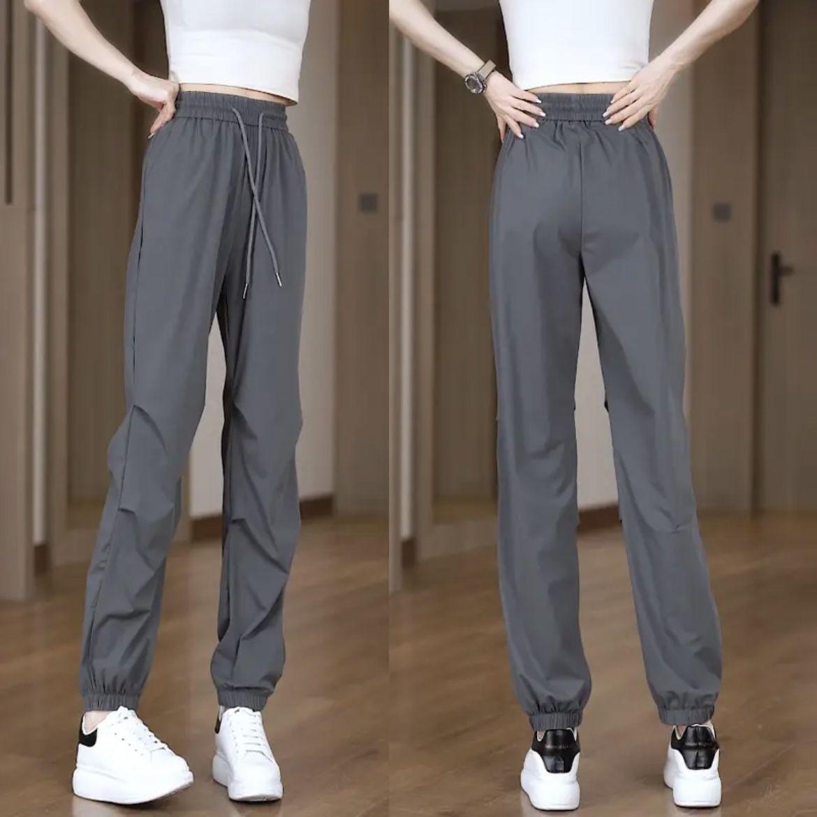

Ice Silk Slimming Quick-Dry Cropped Cuff Pants for Petite Women - Sun Protection Summer Casual Wear S (80-95 lbs) серый