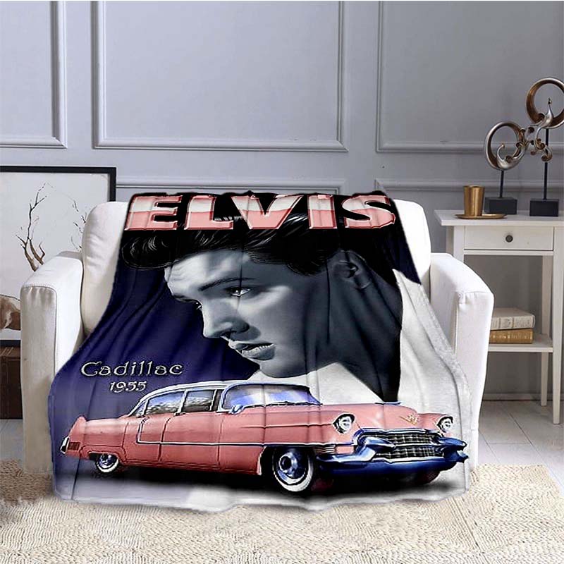 Various Styles of E-Elvis Pattern 3D Printed Rock Singer Sofa Blankets, Suitable for Adult and Children's Bedrooms and Living