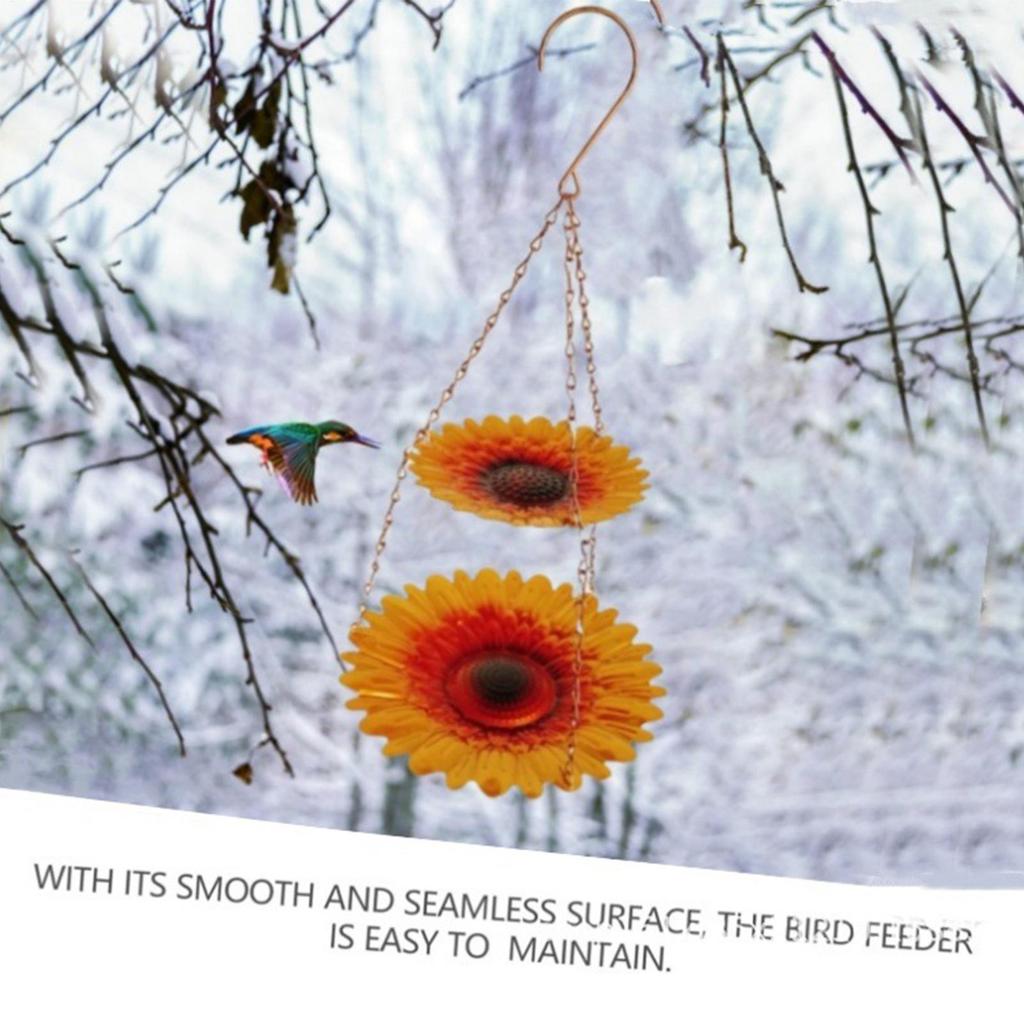 Outdoor Bird Feeder Double-Layer Tray Hangable Sunflower Design Bird Feeder For Finch Hummingbird Backyard Garden Balcony Patio