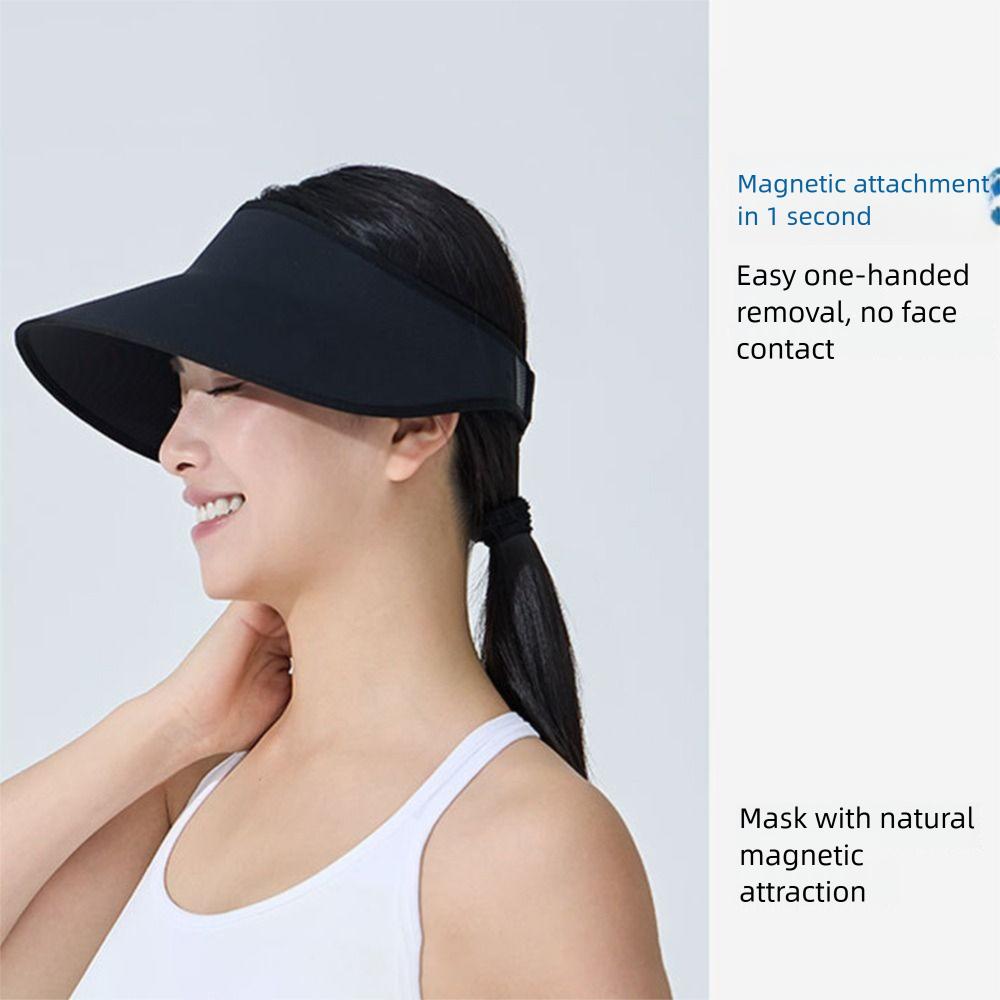 Does not squeeze the face Sun Protection Magnetic Mask Breathable Hollow Hat New Sun Cap  Summer