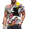Summer Round Neck Anime Cartoon Youth Straight Tube Printed Pullover Shirt Men's T-shirt