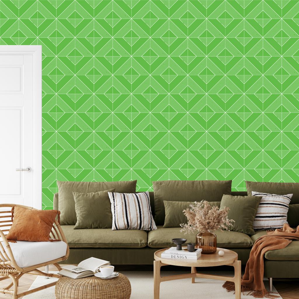 Wallpaper Geometric rhombuses green, center green 50x1000