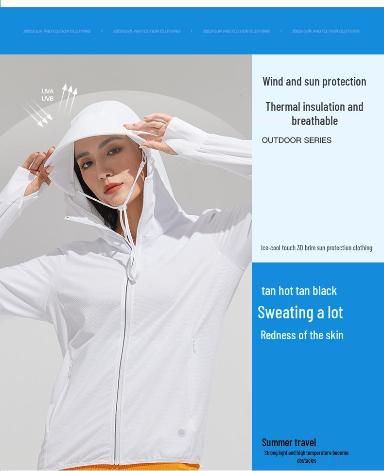 UPF50+ Women's Ice Silk Sun Protection Clothing with Large Brim - Breathable and UV Protective 