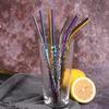 Mixing Color Reusable Metal Drinking Straws 304 Stainless Steel Straw Set with Cleaner Brush Bar Drinkware Party Accessory