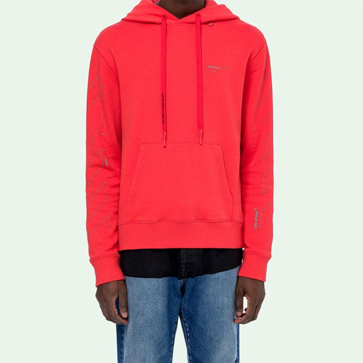 OFF WHITE Diag Unfinished Hoodie OMBB034E19E300032091