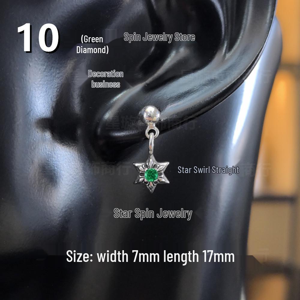 Cercei atârnători New Cross G-Dragon cu diamante colorate pentru bărbați și femei, Cupru alb, Argint thailandez, Ac din argint s925