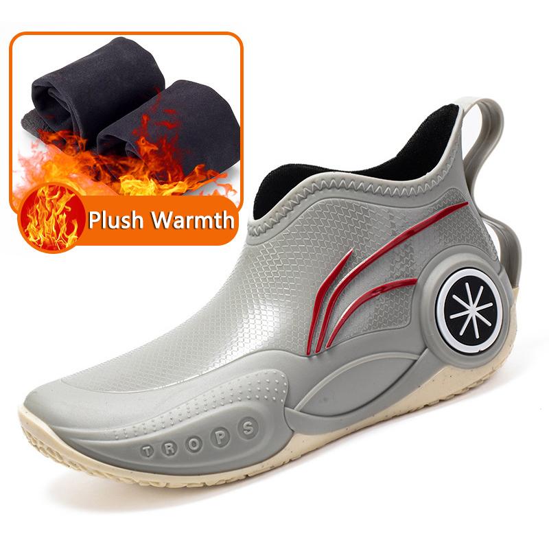 Men's Outdoor Short Tube Fishing Rain Boots Fashion Non-slip Waterproof Rain Boots Indoor Kitchen Work Rain Boots Car Wash Boots