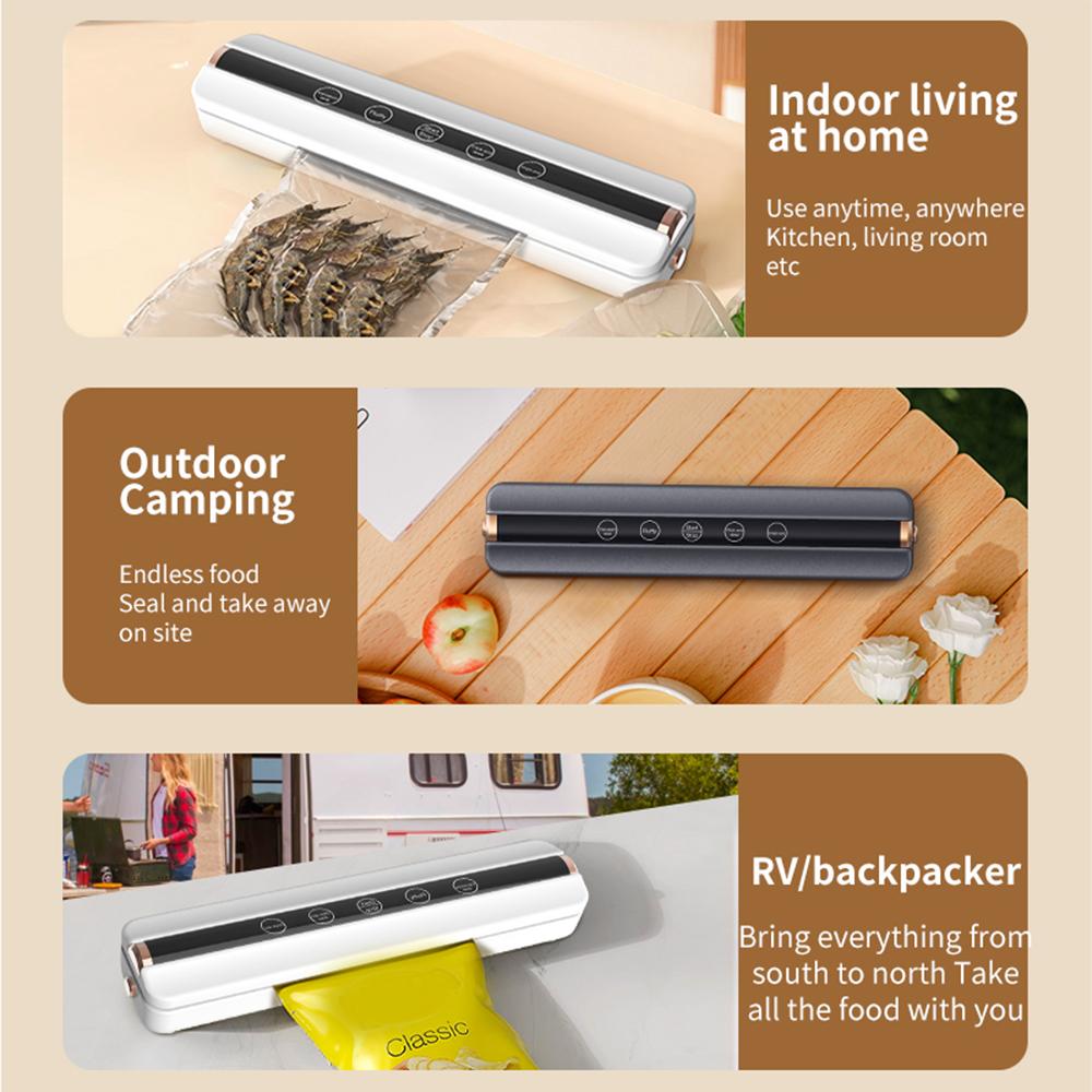 Automatic Air Sealing Food Vacuum Sealing Machine Home USB Wireless Wacuum Sealer 1500mAh 62KPa High-Suction Store Food Vacuum