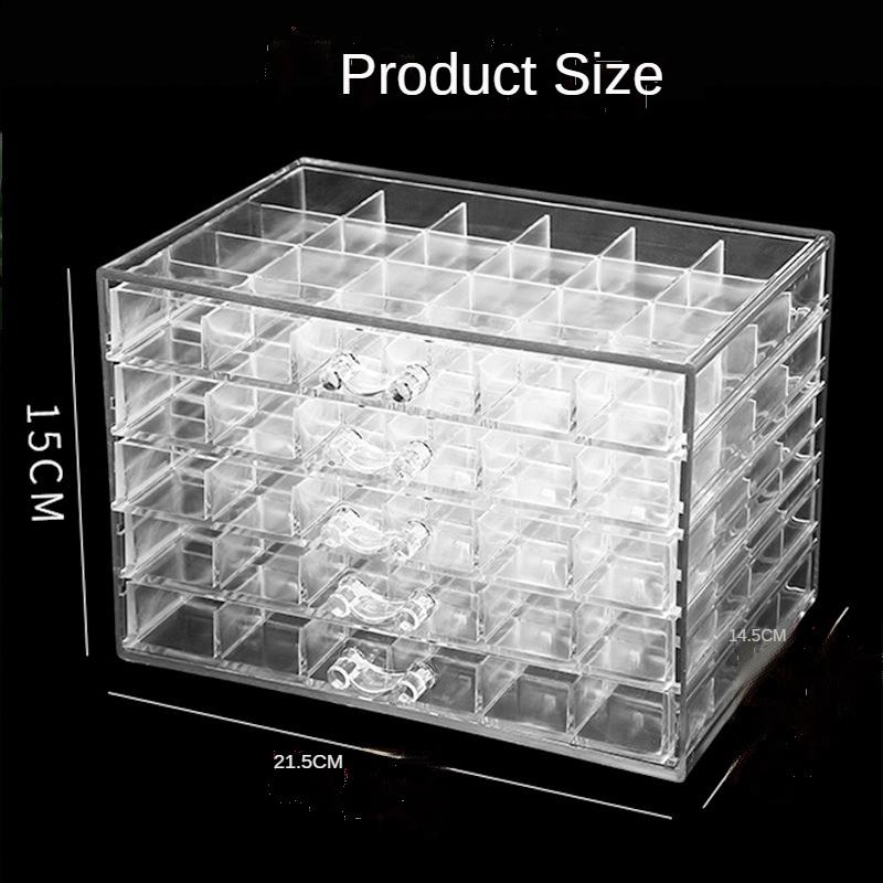 

Nail Art Accessories 120 Compartment Box Acrylic 5-layer Drawer Type Large Capacity Transparent Removable Cosmetic Storage