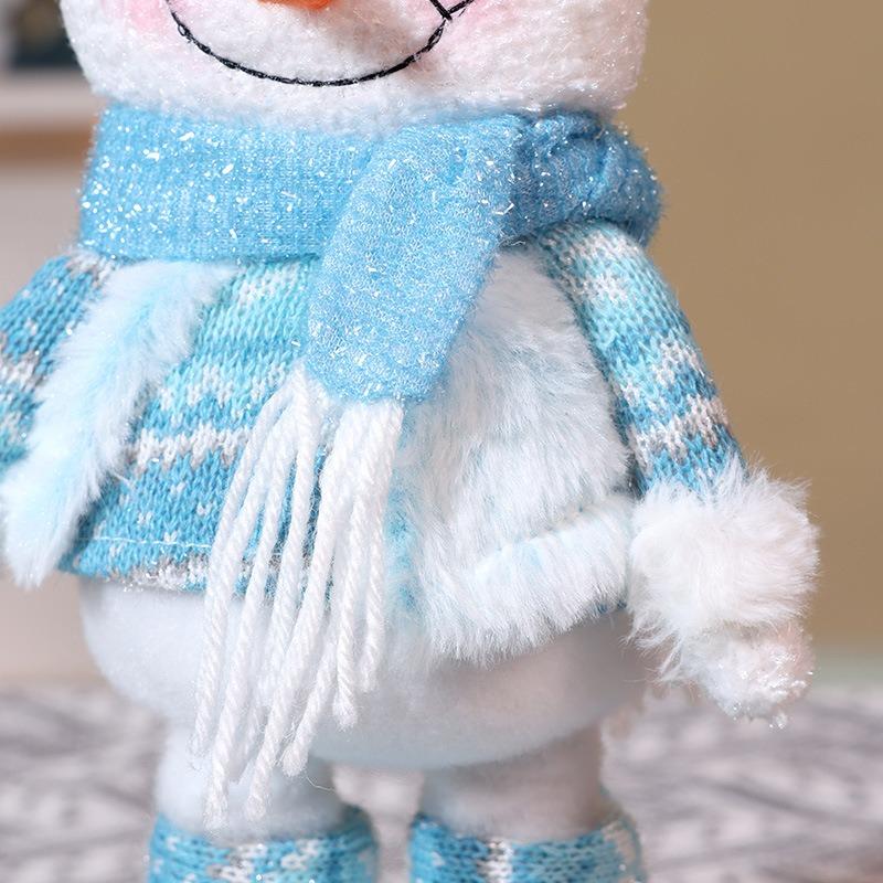 Christmas Retractable Doll Ornaments Christmas Blue Standing Position Retractable Doll Ornament Old Man Snowman Long Legs Doll