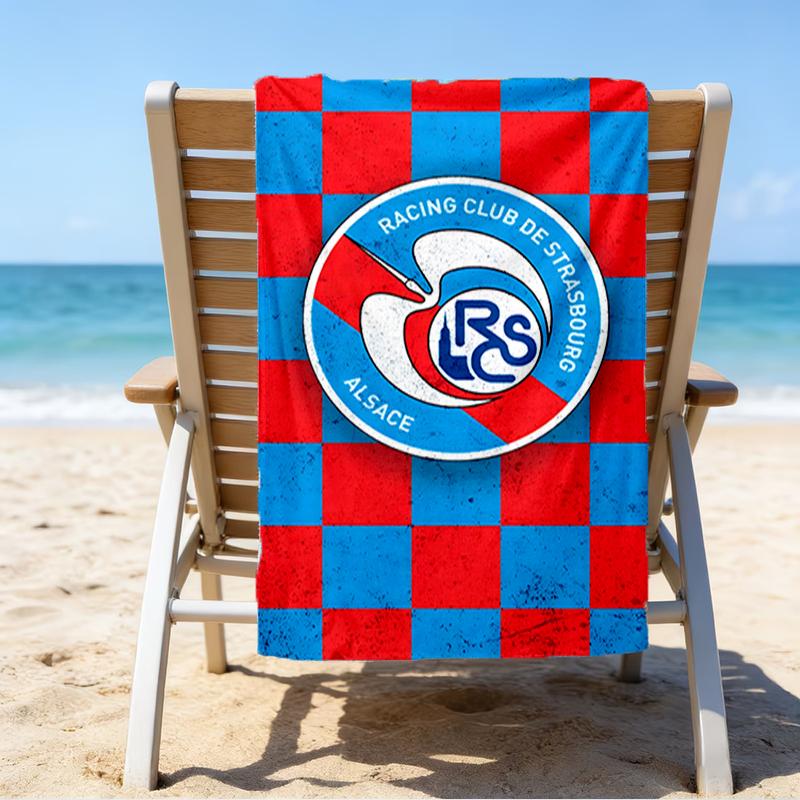 Fußball Straßburg Wappen Strandtuch - Weiche, Saugfähige Mikrofaser, Leicht, Ideal für Den Strand, Partys, Reisen, Camping Fan Geschenke