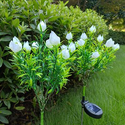 LED-Garten-Dekorationslicht, Nachahmung eines Gardenienstraußes, Solarlicht für den Außenbereich, Terrasse, Rasen, Garten, Hofdekoration