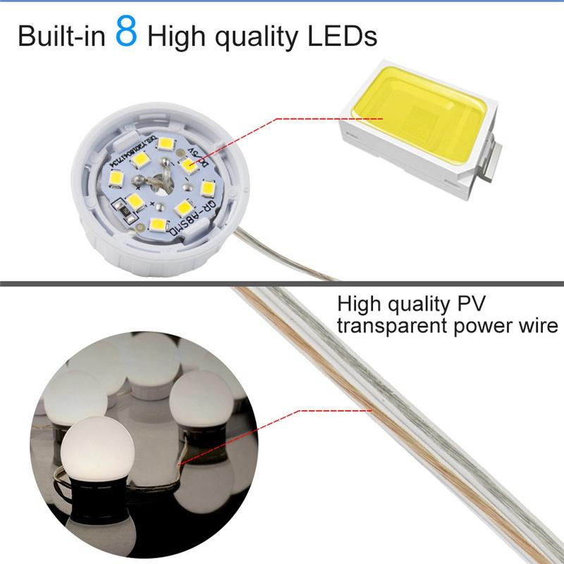 5V Led Makeup Mirror Light Bulb Hollywood Makeup Vanity Lights USB Wall Lamp 6/10pcs Dimmable Dressing Table Mirror Lamp