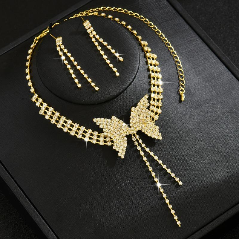 Wedding Butterfly Necklace Earrings, Bridal Accessories, Banquet Jewelry Set, One Piece Will Be Sent on Behalf of You.