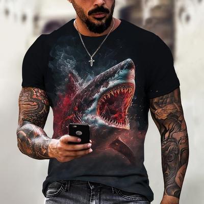 Unisex's T-shirts Vintage Shark T-shirts Oversized Clothing Summer Short Sleeve Tops Street Boy Tees Pullover Unisex's Shirts