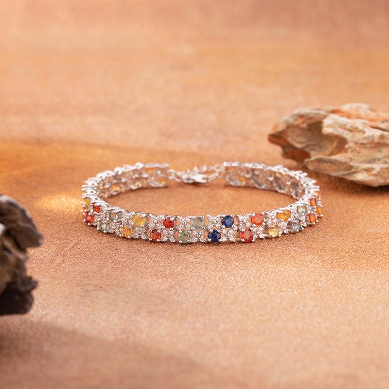 Natural Color Sapphire Bracelet Women'S S925 Sterling Silver Color Treasure Jewelry Xiaohongshu Wechat Channels