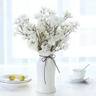 Yousheng Artificial Flower Fade Resistant No Watering Non-withered Long Branch Faux Peach Flower Floral Arrangement Plum Blossom Faux Silk Flower