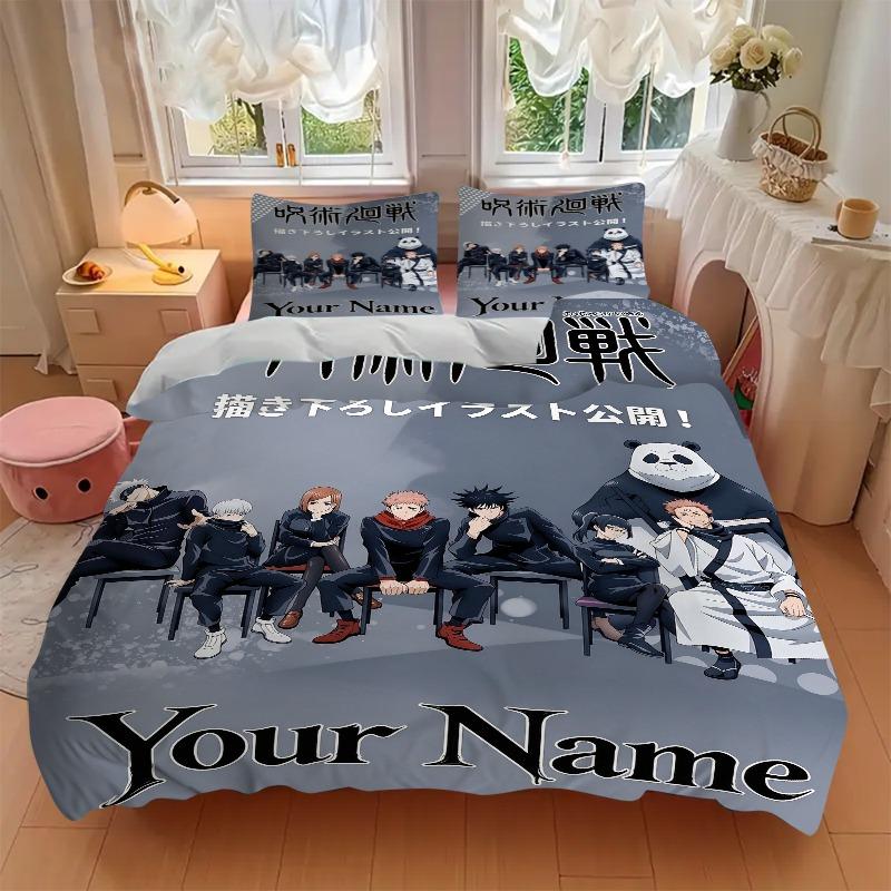 Anime Character Group Art Bedding Set Personalized Washable Custom 3Pcs Duvet Cover Pillowcases Soft Microfiber Home Bedroom Gift