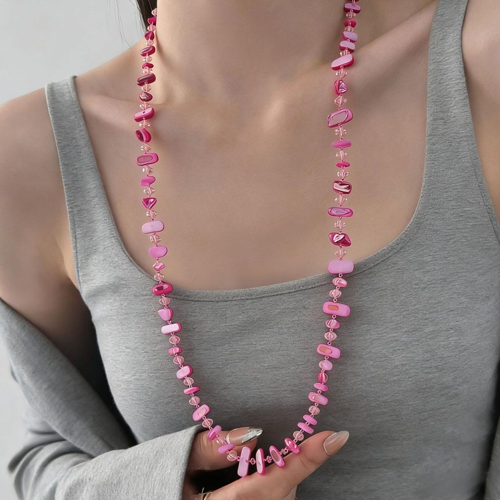 Bohemian Shell Beaded Necklace Light Luxury Niche Vacation Style Collarbone Chain National Style Temperament High Sense Item Decoration