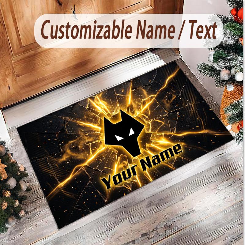 Personalized Crystal Velvet Carpet Wolverhampton Wanderers Football Pattern Non Slip Floor Rug