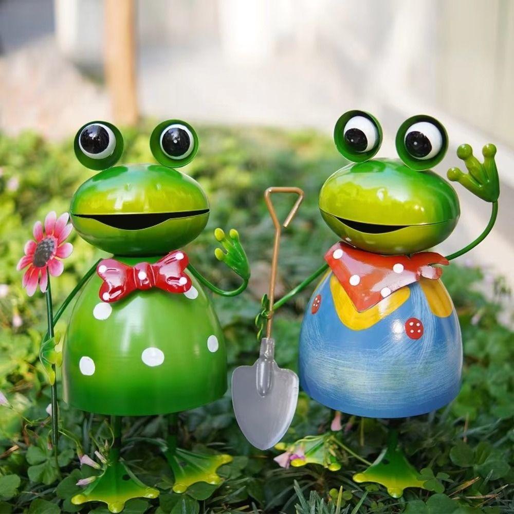 Creative 3D Frog Figurine Metal Animal Miniatures Sculpture Garden Decor Frog Statue  Garden