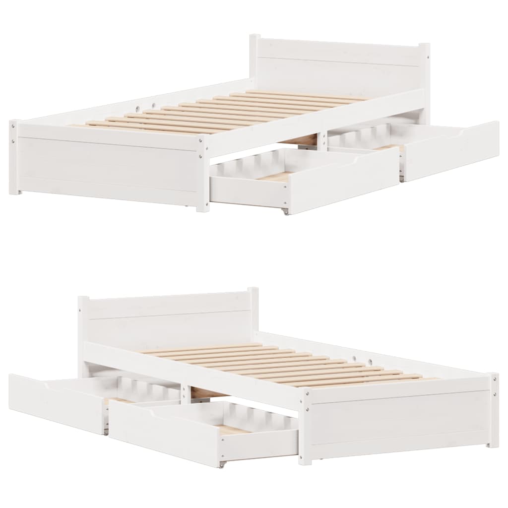 Solid Wood Bed Without Mattress White 90x190 Cm Pine Wood