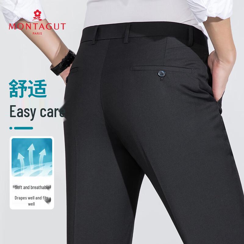 

MONTAGUT Men s Soft & Breathable Straight-Leg Business Trousers 38