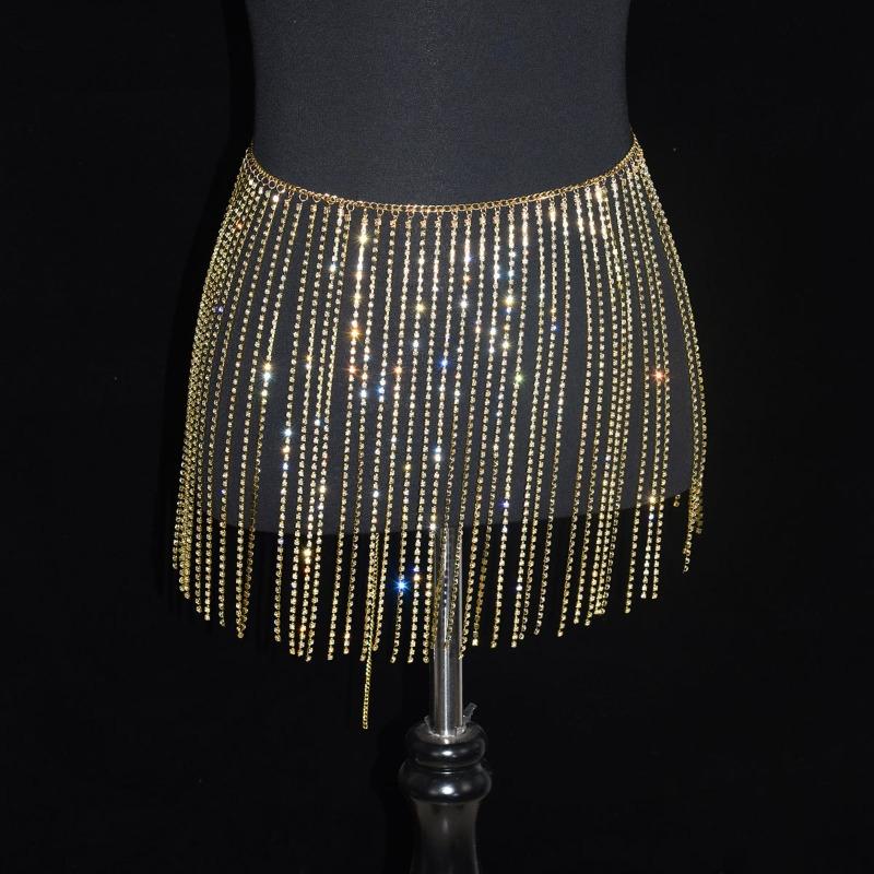 Waist Chain Body Chainsexy Shiny Tassel Rhinestone Skirt Belly Dance Body Chain