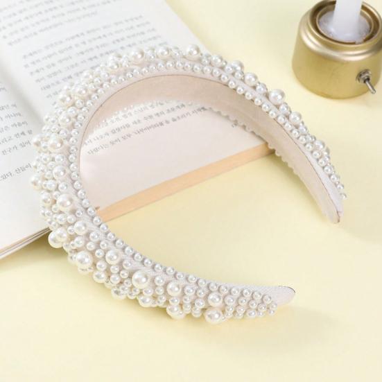 Imitation Pearl Hair Hoop Wide Heightened Headband Flexible Comfortable Fit Hair Hoop Hair Accessory