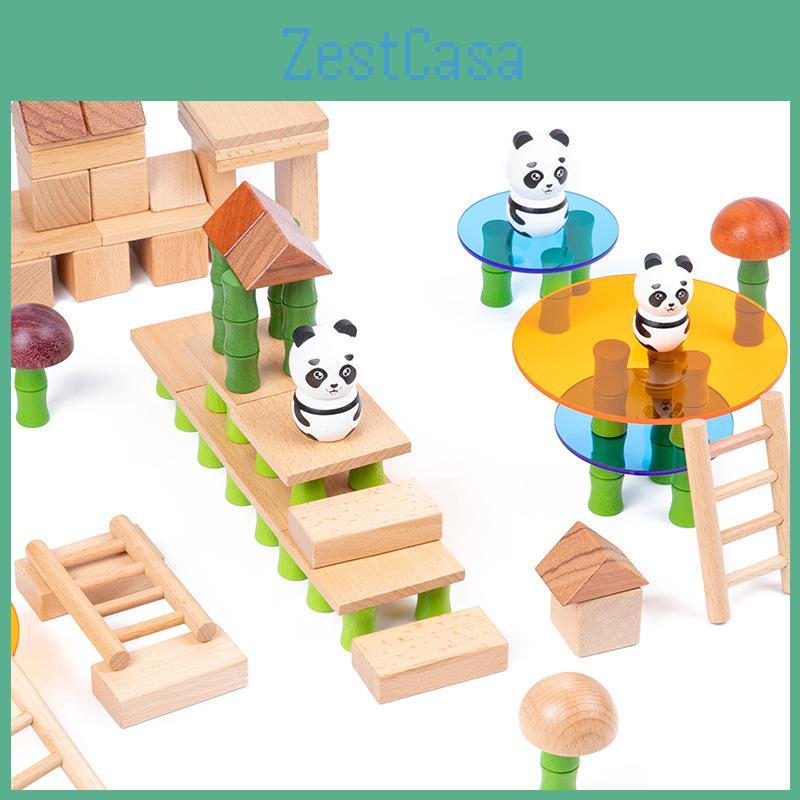 Panda Bamboo Forest Wooden Building Blocks For Kids Early Education Play Gift