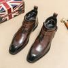 Trend Martin Boots Chelsea Leather Boots British Leather Shoes Short Boots Men's Business Fleece and Cotton Large Size Leather Shoes