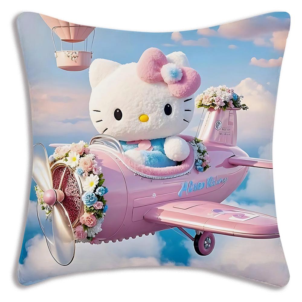 Cute Pink Hello Kitty Cartoon Pillowcase, Sofa Decoration Home Decor Double-Sided Printed Cute Cushion Cover