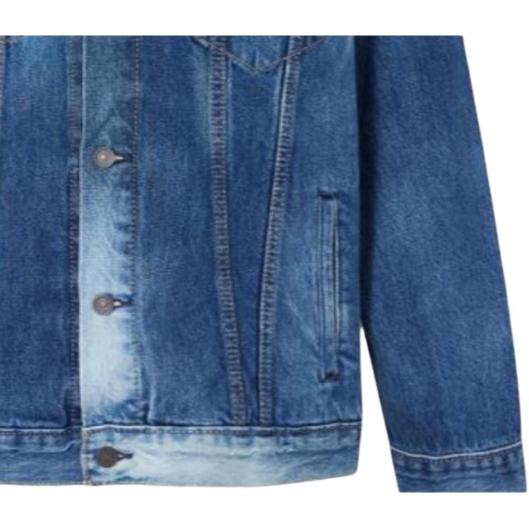 Levis Washed Denim Jacket With Single-Breasted Collar Men Jackets Blue A5782-0007