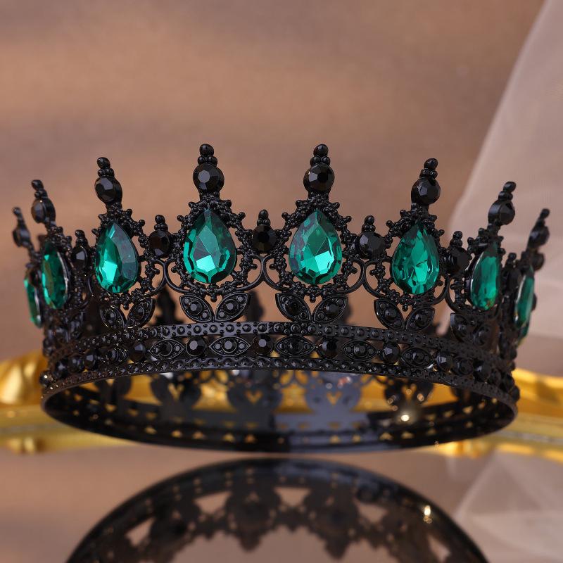 Baroque Round Crown Headwear European Style Bride's Wedding Dress Birthday and Coming of Age Gift Round Alloy Crown Hair Accessory