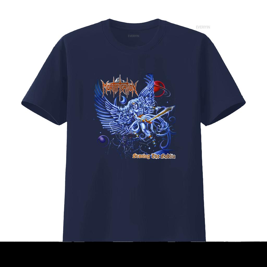 Mortification den Goblin Baumwolle Schwarz T-Shirt S 5XL PM1900 Langarm vintage Gewaschen Vielseitig Lässig Leicht