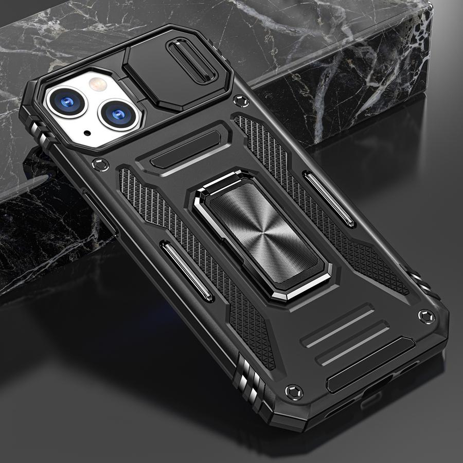 For Xiaomi/Redmi Militærgrad Pansret Telefondeksel med Skyvbart Kameradeksel & 360° Roterende Magnetisk Stativ Støtsikkert Hybrid Bilfeste Kompatibelt