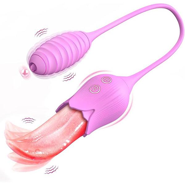 Dildo Realistic Soft Tongue Vibrator, Vbrating Rose Sex Toy for Women, Clit & Nipple Stimulator with 10 Vibration, Female Adult Sex Toys