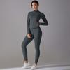 Solid Color Antibacterial Bra-free Zipper Jacket Yoga Wear Sports Running Fitness Two-piece Set