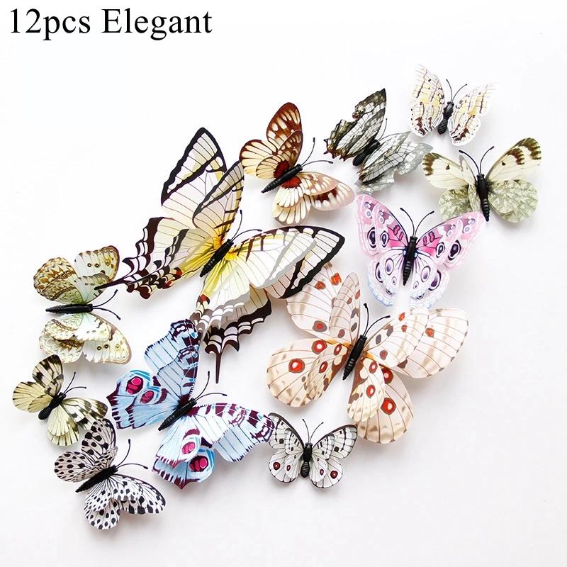 3D Butterfly Wall Stickers Decor Butterflies for Wedding Decoration Magnet Fridge Decals Decoration Sticker Pvc Color Sticker