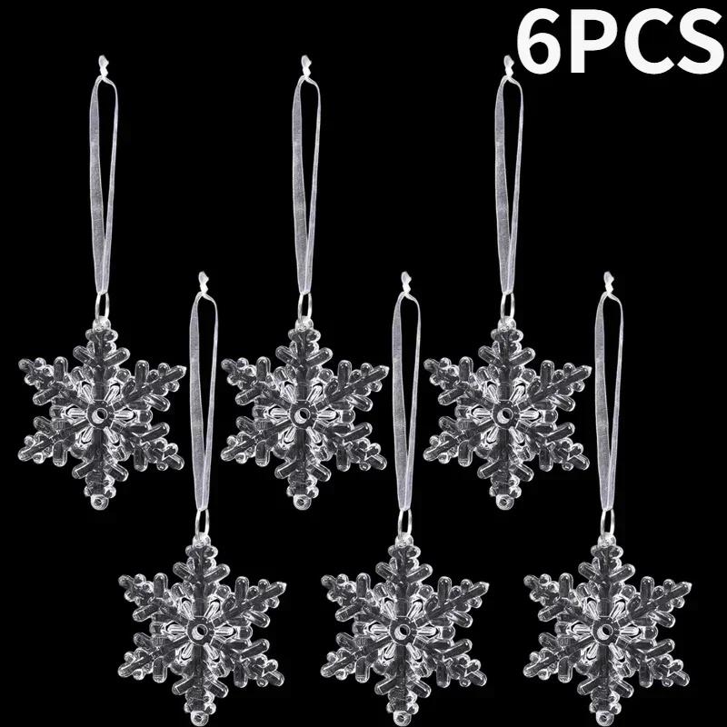 Clear Acrylic Snowflake Ornaments Christmas Tree Decorations Winter Wonderland Party Star Snowflake Icicle Shaped Crystal Decor