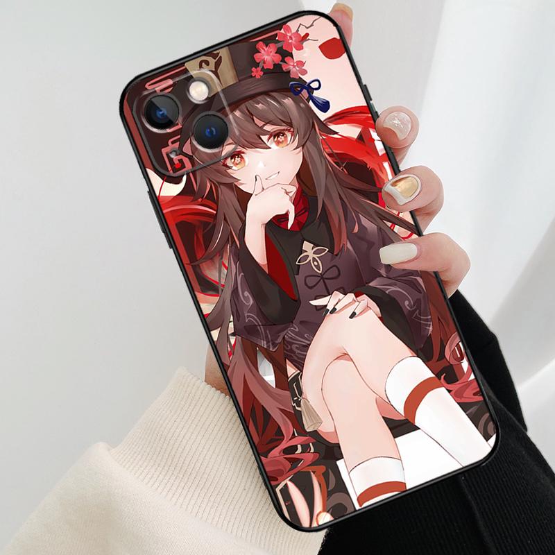 Hu Tao Genshin Impact Phone Case For iPhone 16 Pro Max 14 13 12 11 15 Pro Max Mini XR 15 16 Plus 16e Cover Coque