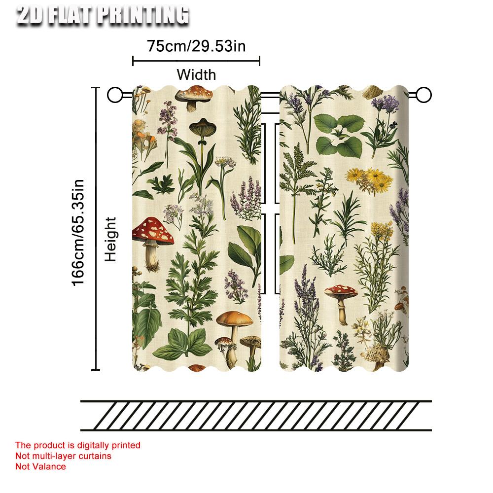 Curtains Botanical Plants Herbs Mushroom Protecting Privacy Spring Party Holiday Decor Suitable Aesthetic Room Curtain Polyester