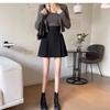 2024 Spring Plus Size Korean Style Black Pleated High-Waisted Slimming Skirt