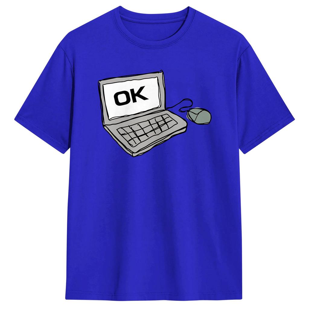 Oversized T Shirt OK COMPUTER Cotton TShirts Hippie Tee Shirt for Couple Summer Y2K Basic Pattern Short Sleeve Top Tees