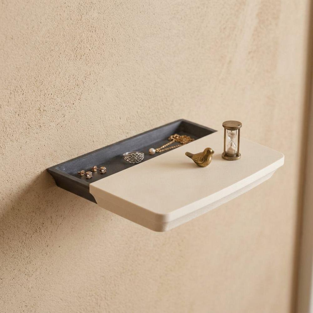 Plastic Floating Wall Mount Shelf Slide Open Display Rack with Drawer Entryway