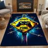 "Gaming Zone Warning" Patterned carpet, non slip mat suitable for living room and bedroom sofas